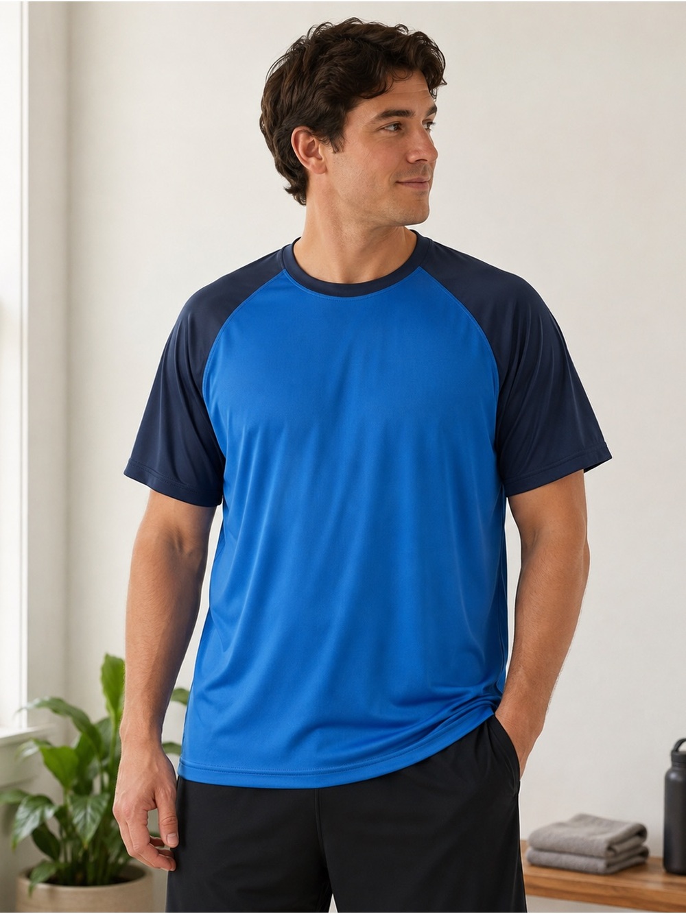Kanu Surf Men’s XXL Blue Navy Performance Athletic Shirt Raglan Sleeve